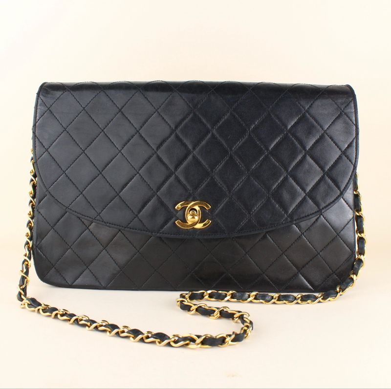 Chanel half moon clutch on chain