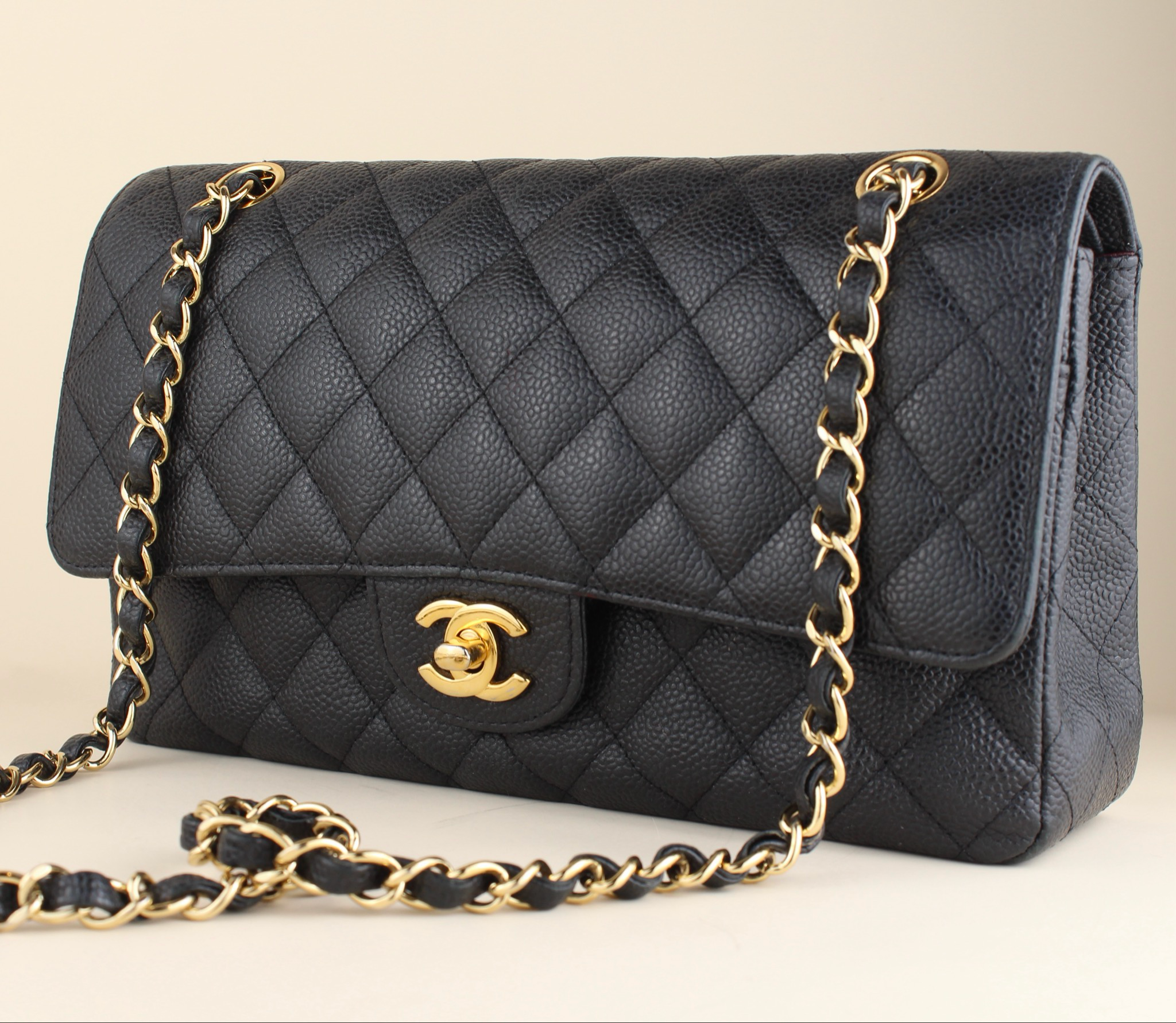 Chanel medium caviar double flap