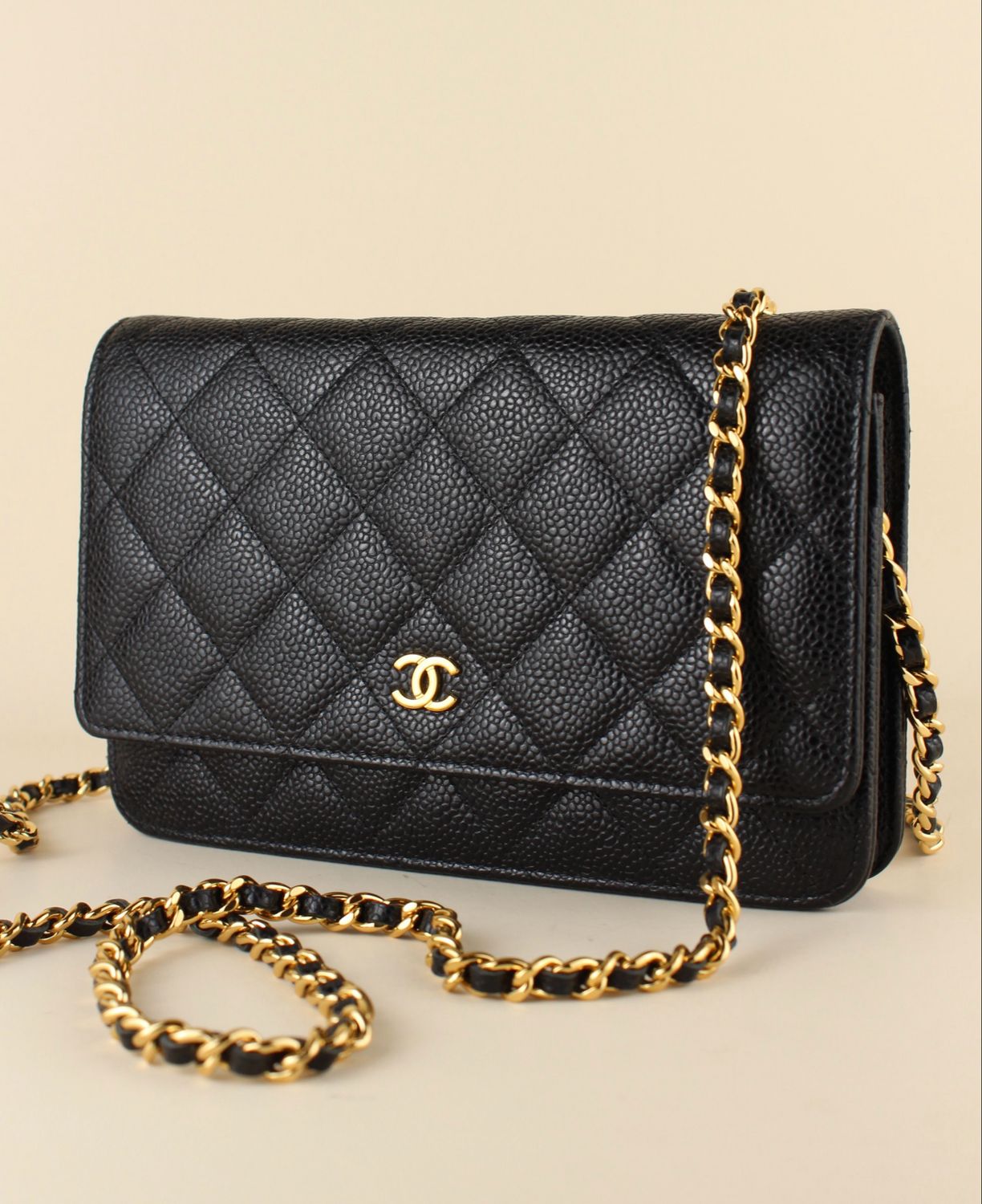 Chanel WOC wallet on chain caviar