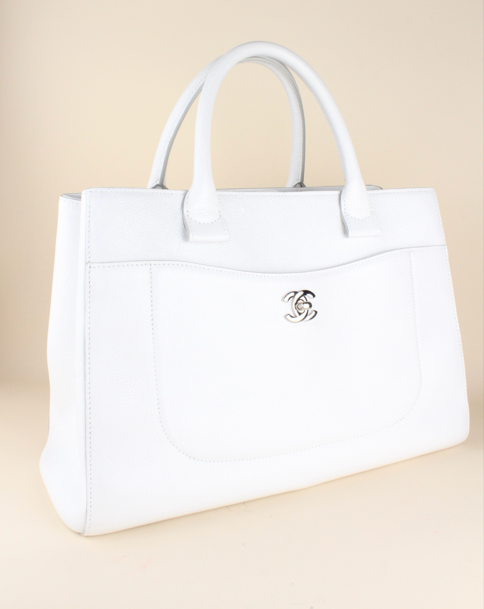 Chanel shopping tote white caviar