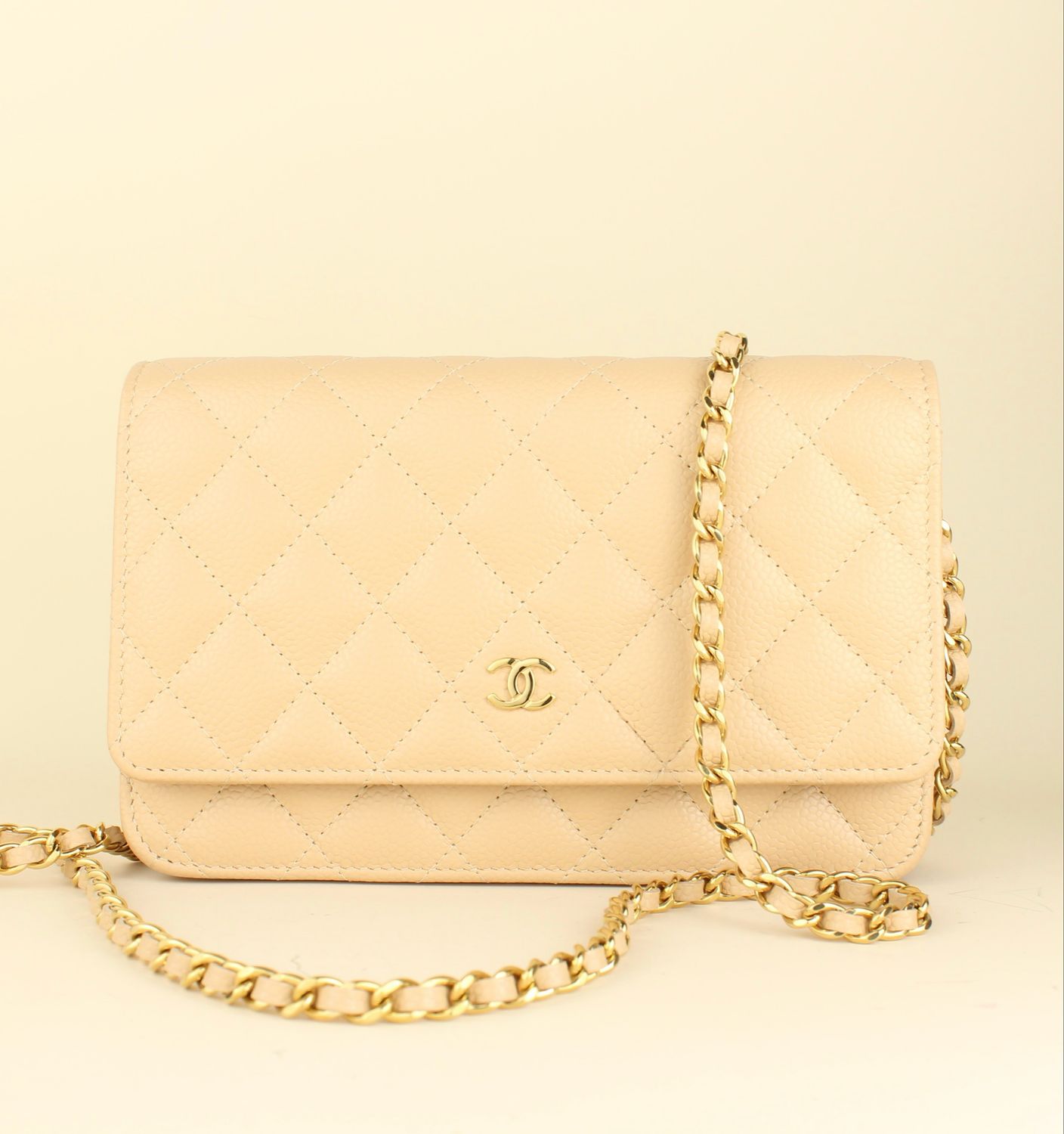 Chanel Wallet on Chain Beige caviar