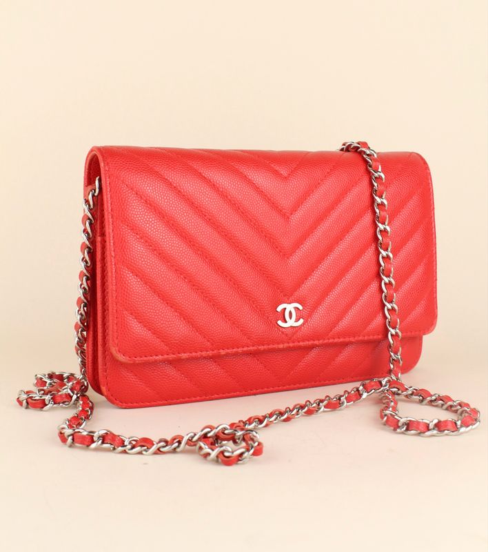 Chanel Wallet on Chain Red Chevron