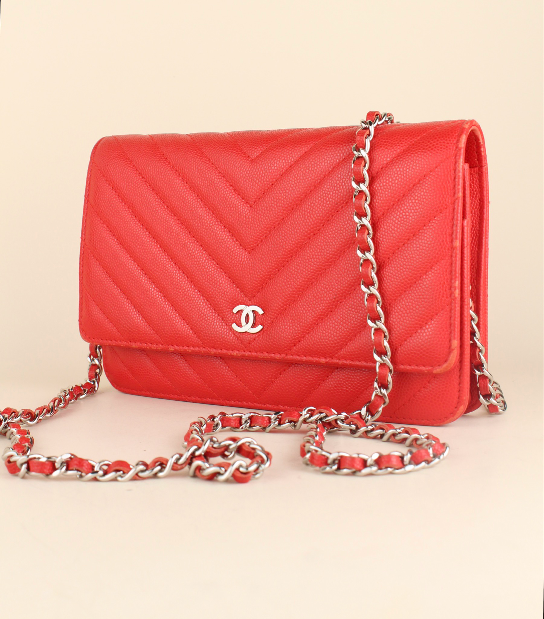 Chanel Wallet on Chain Red Chevron