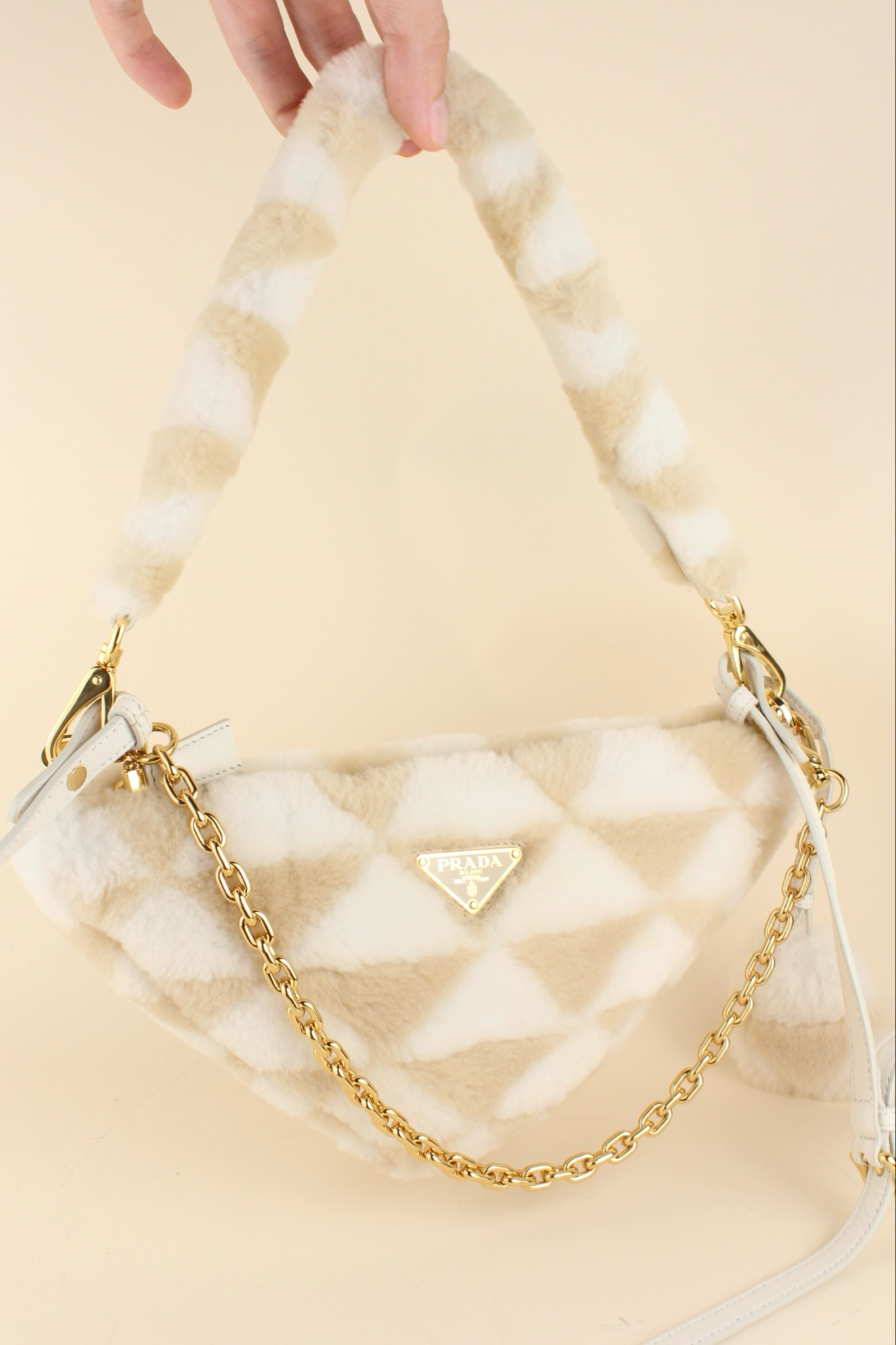 Prada Triangle Shearling Bag