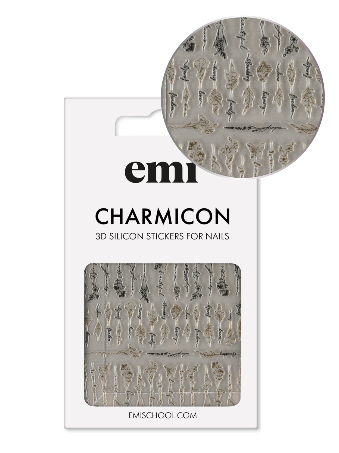 Charmicon 3D Silicone Stickers #231 Flowers and phrases