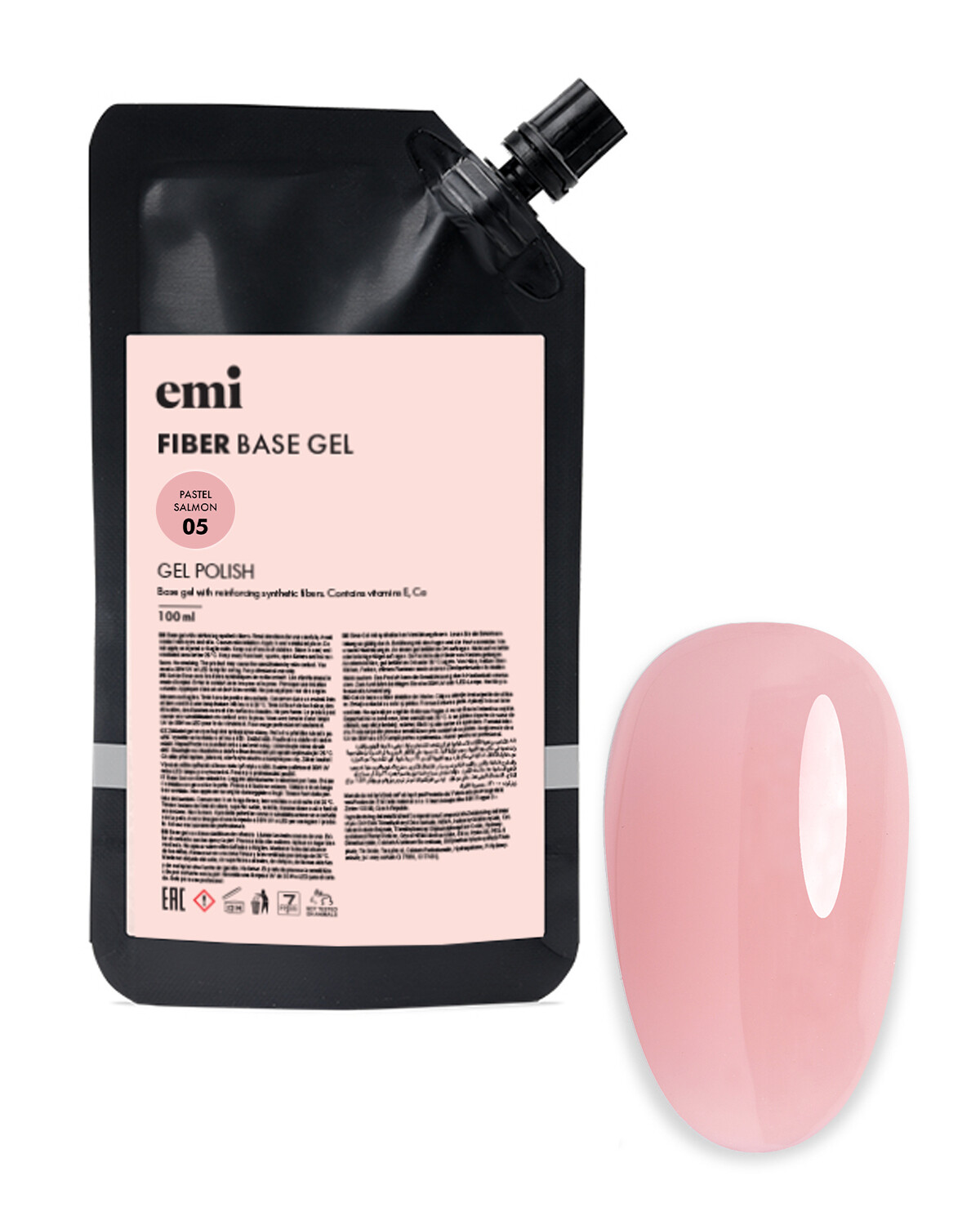 E.MiLac Fiber Base Gel Pastel Salmon #5, 100 ml.