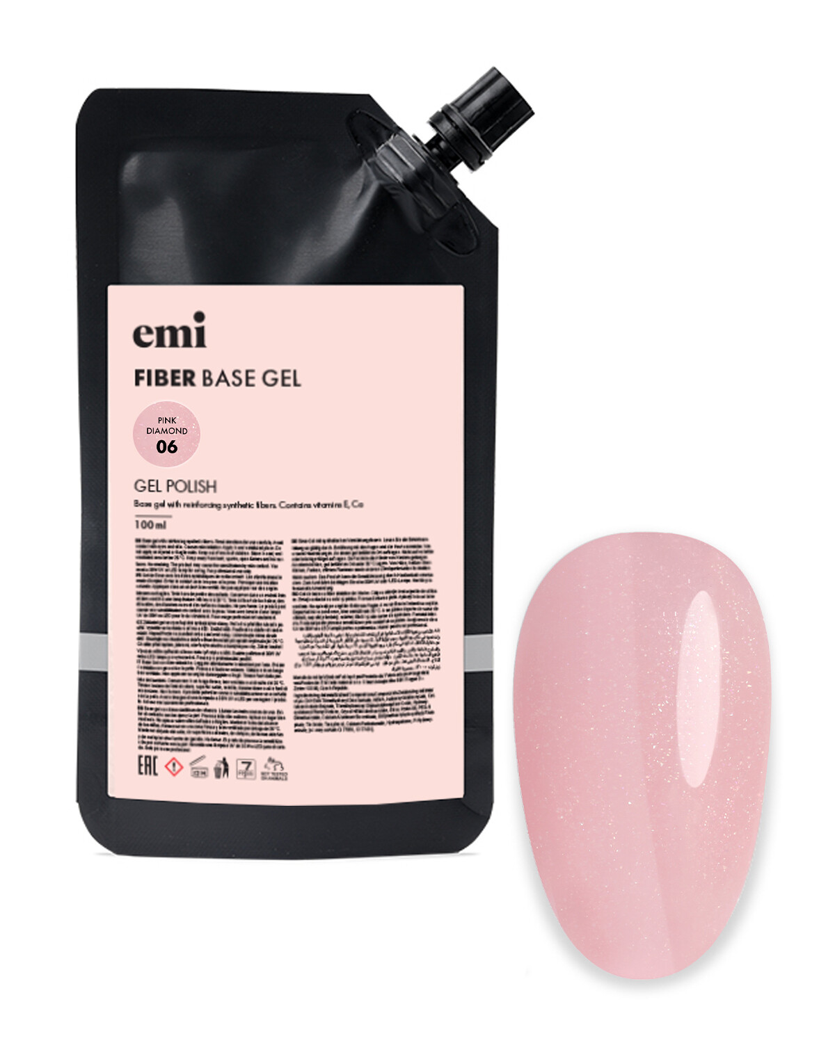 E.MiLac Fiber Base Gel Pink Diamond #6, 100 ml.