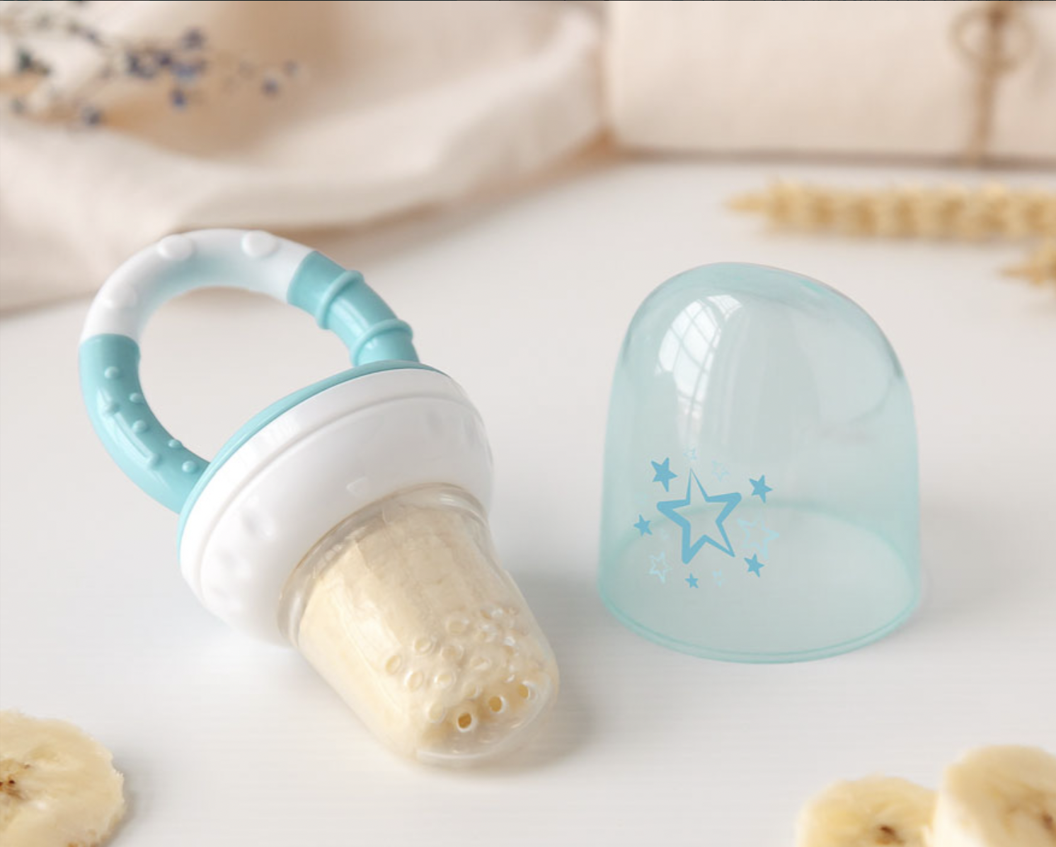 Kiokids Alimentador antiahogo en silicona azul