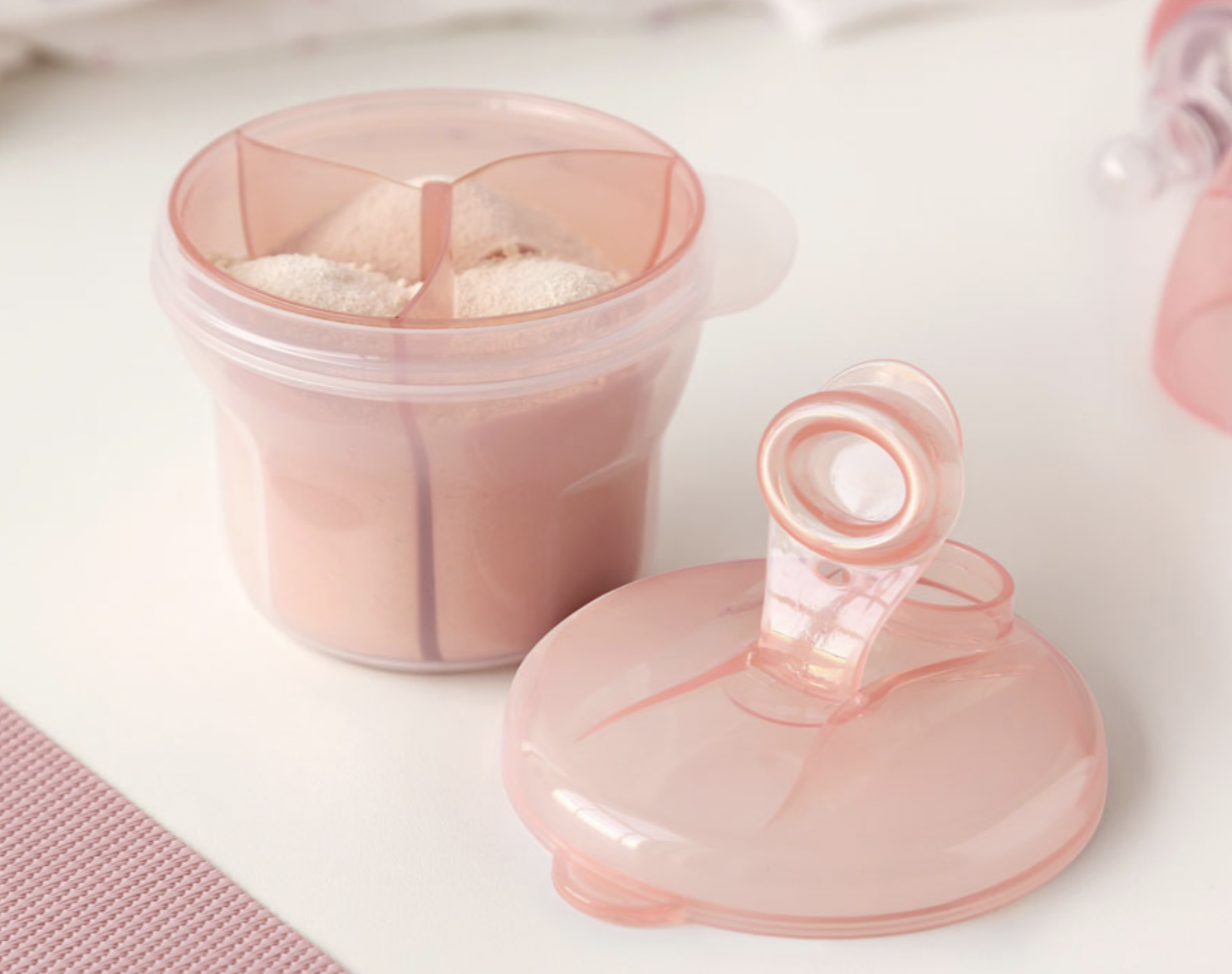 Dosificador leche en polvo rosa