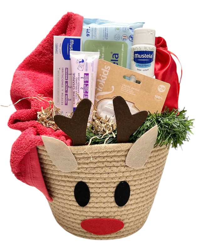 Cesta navidad para bebé Rodolfo el reno