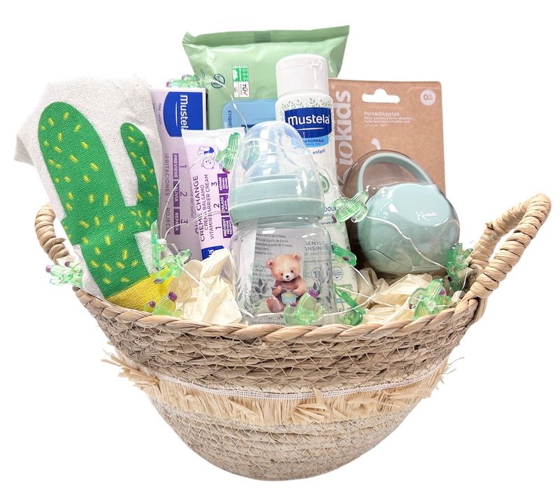 Canastilla regalo bebé cactus