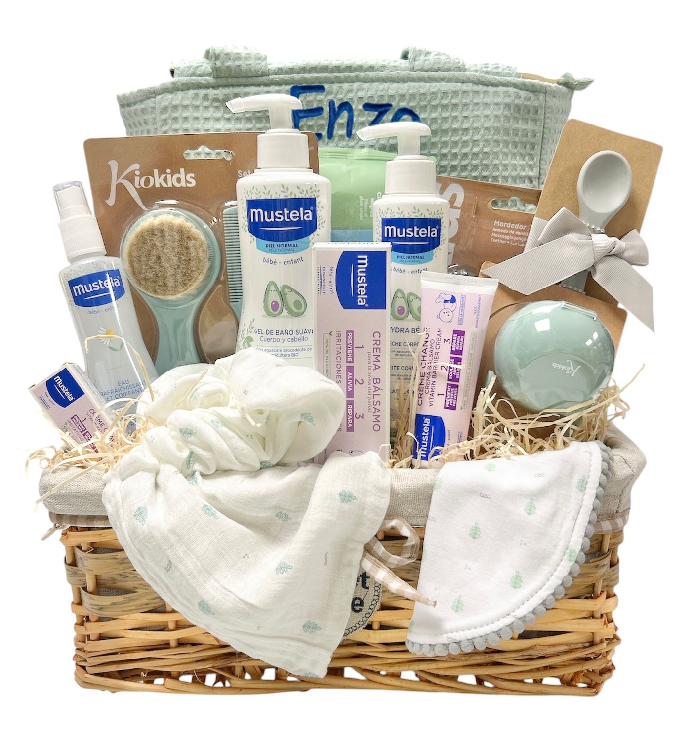 Cesta regalo bebé sorpresa boy mint