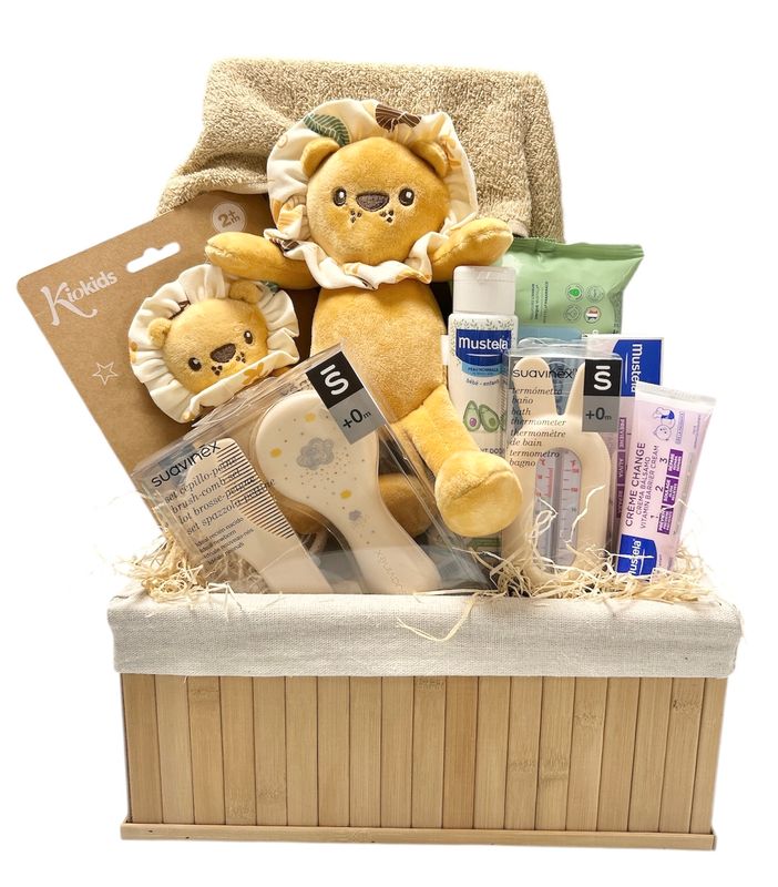 Cesta regalo nacimiento leoncito Cesta regalo nacimiento leoncito