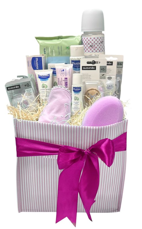 Canastilla nacimiento bebé pink lines Canastilla nacimiento bebé pink lines