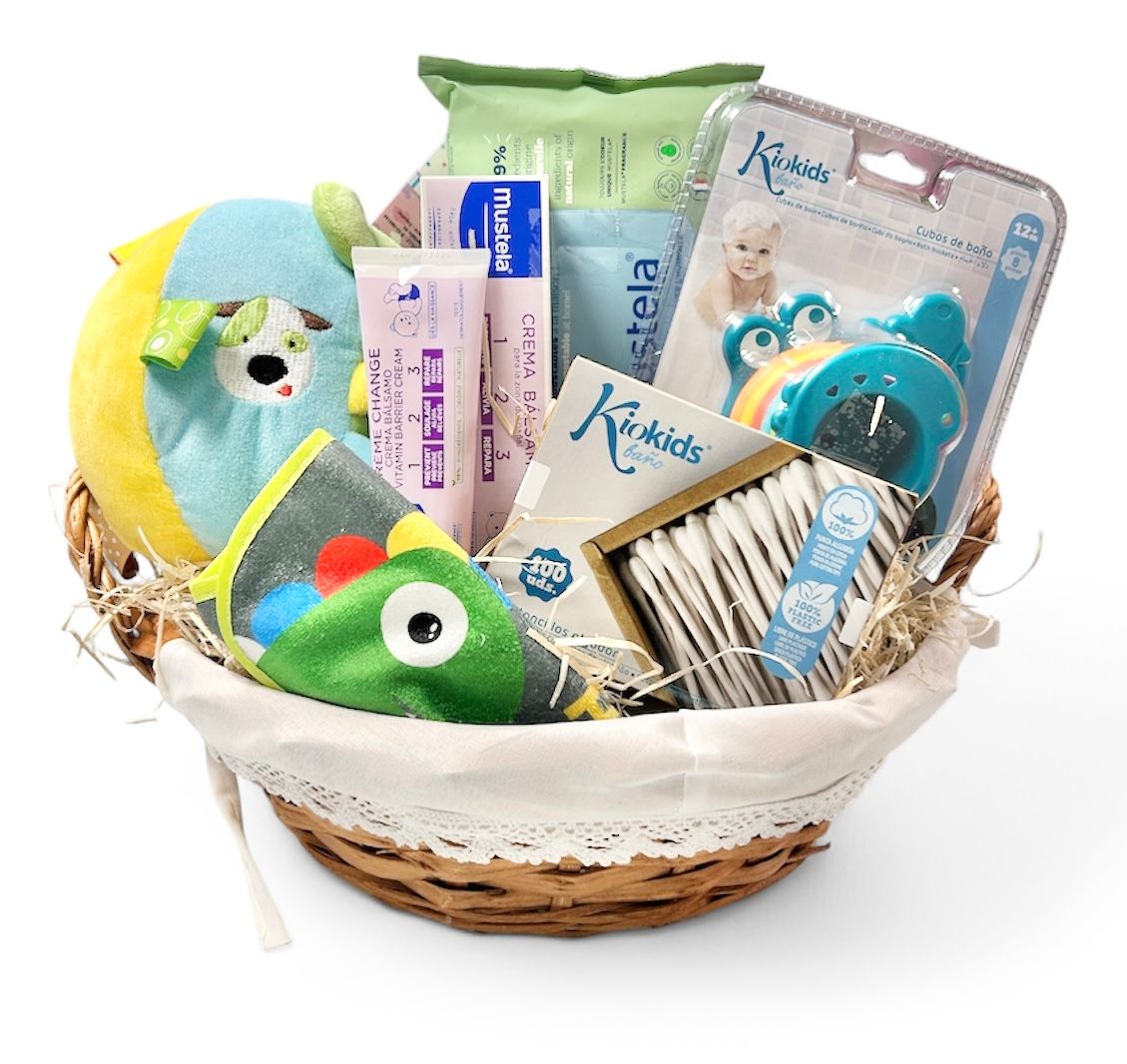 Cesta regalo bebé esenciales Cesta regalo bebé esenciales