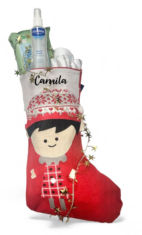 Canastilla regalo nacimiento bota navideña