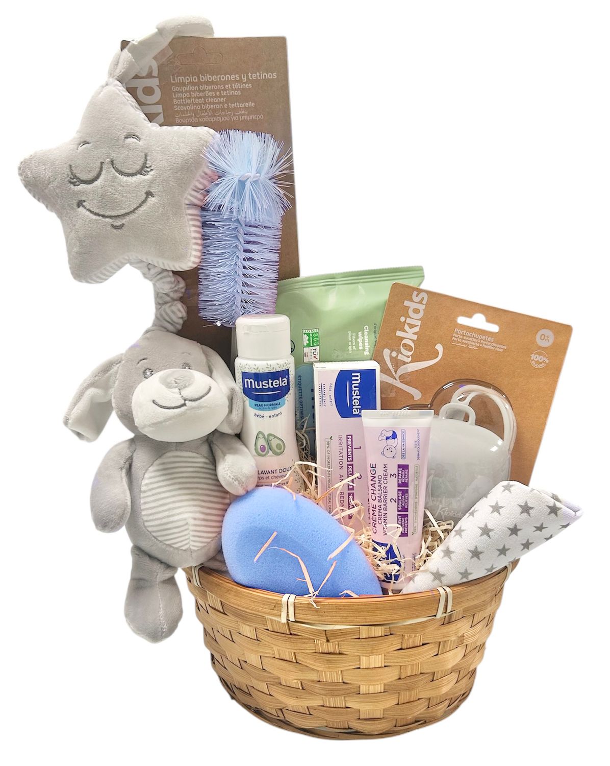 Cesta regalo bebé nacimiento doggy azul