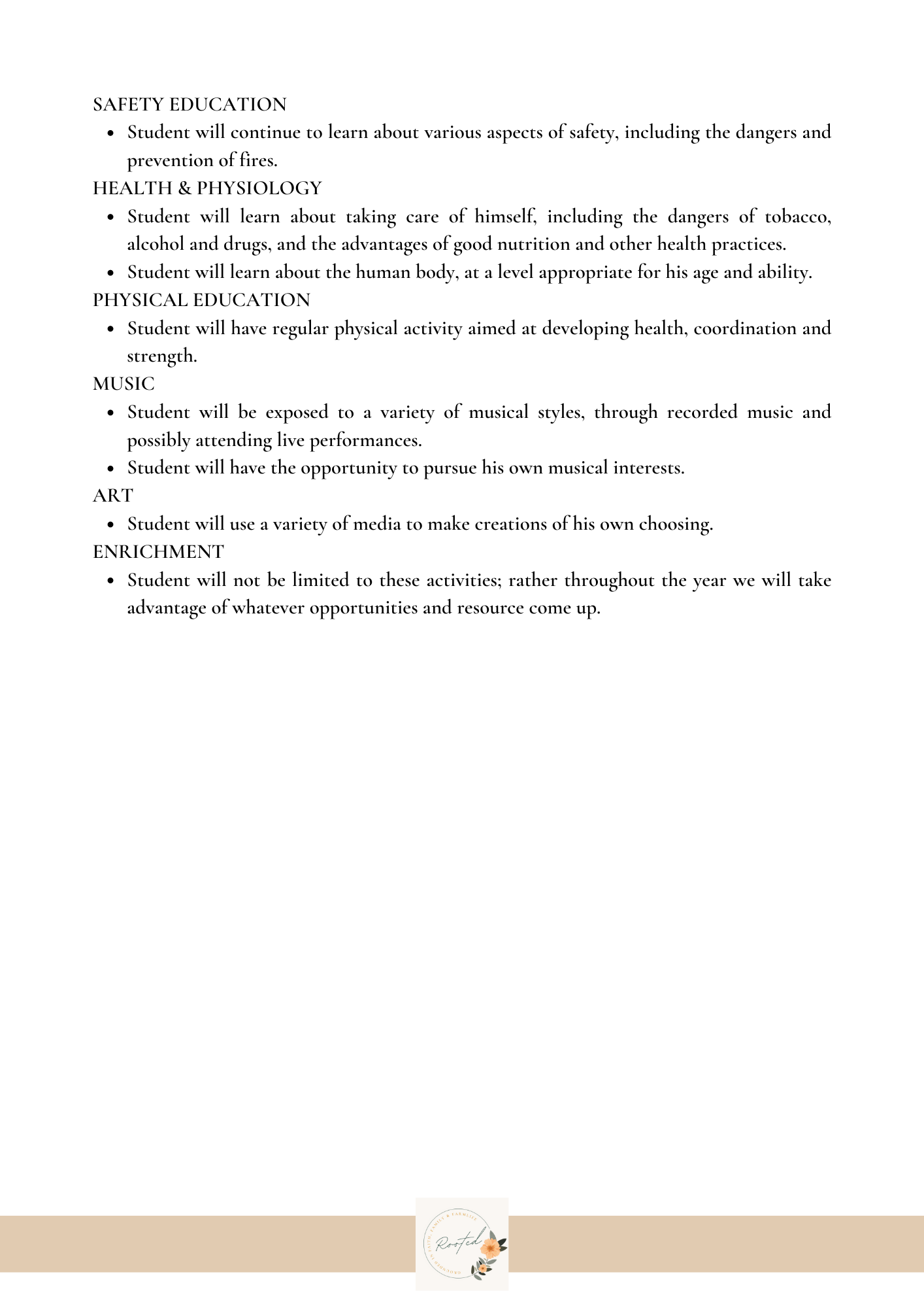 Homeschooling - Education Outline (Basic)