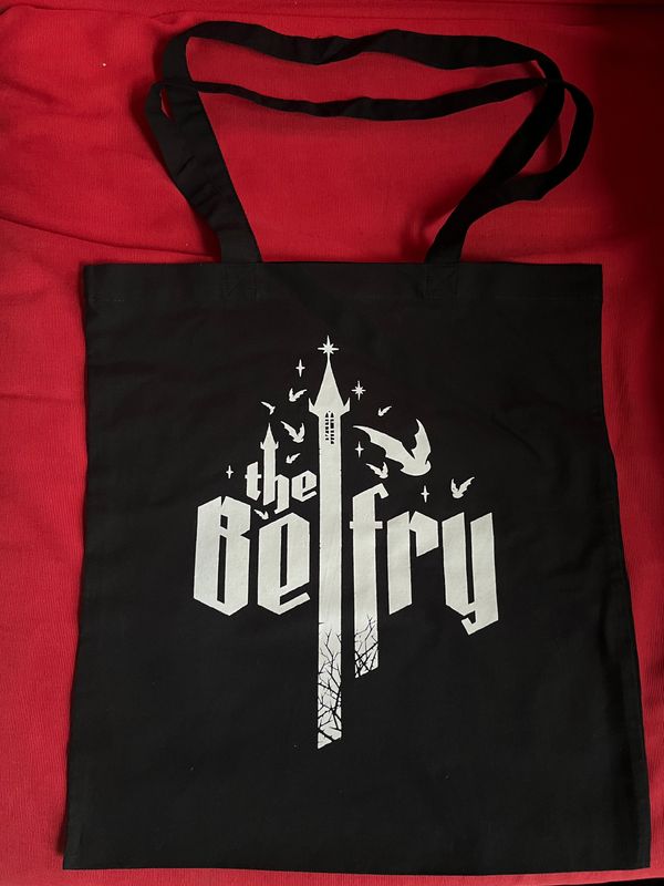 The Belfry black cotton tote bag