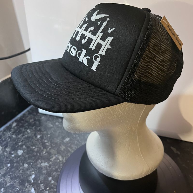 Mortasha Kinski black trucker cap