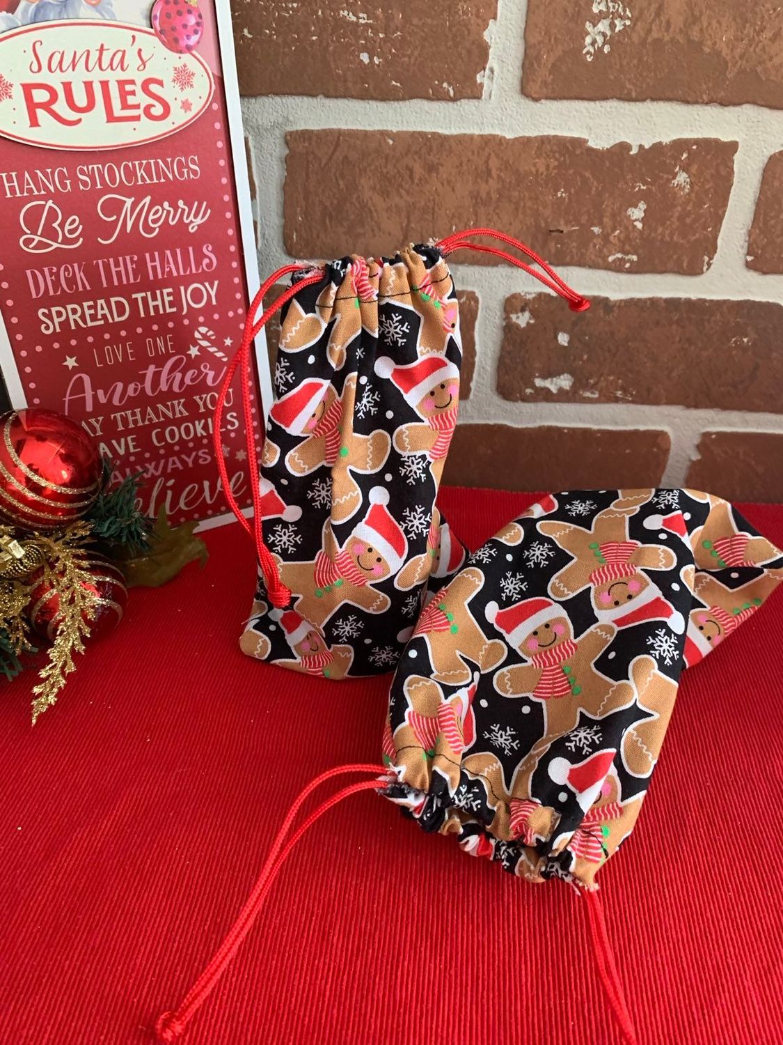 Gingerbread Drawstring Bags