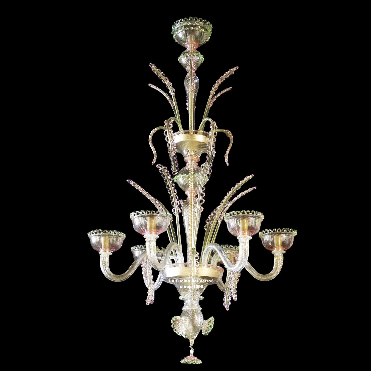 "MERLETTO CIMIERO" Lampadario in vetro di Murano