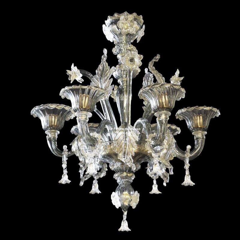 "RITORTO GRIGIO" Lampadario in vetro di Murano