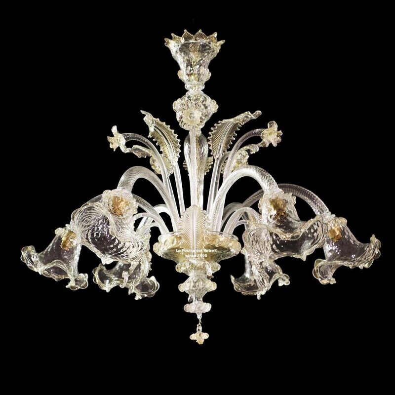 "RIFLETTORI ORO" Lampadario in vetro di Murano