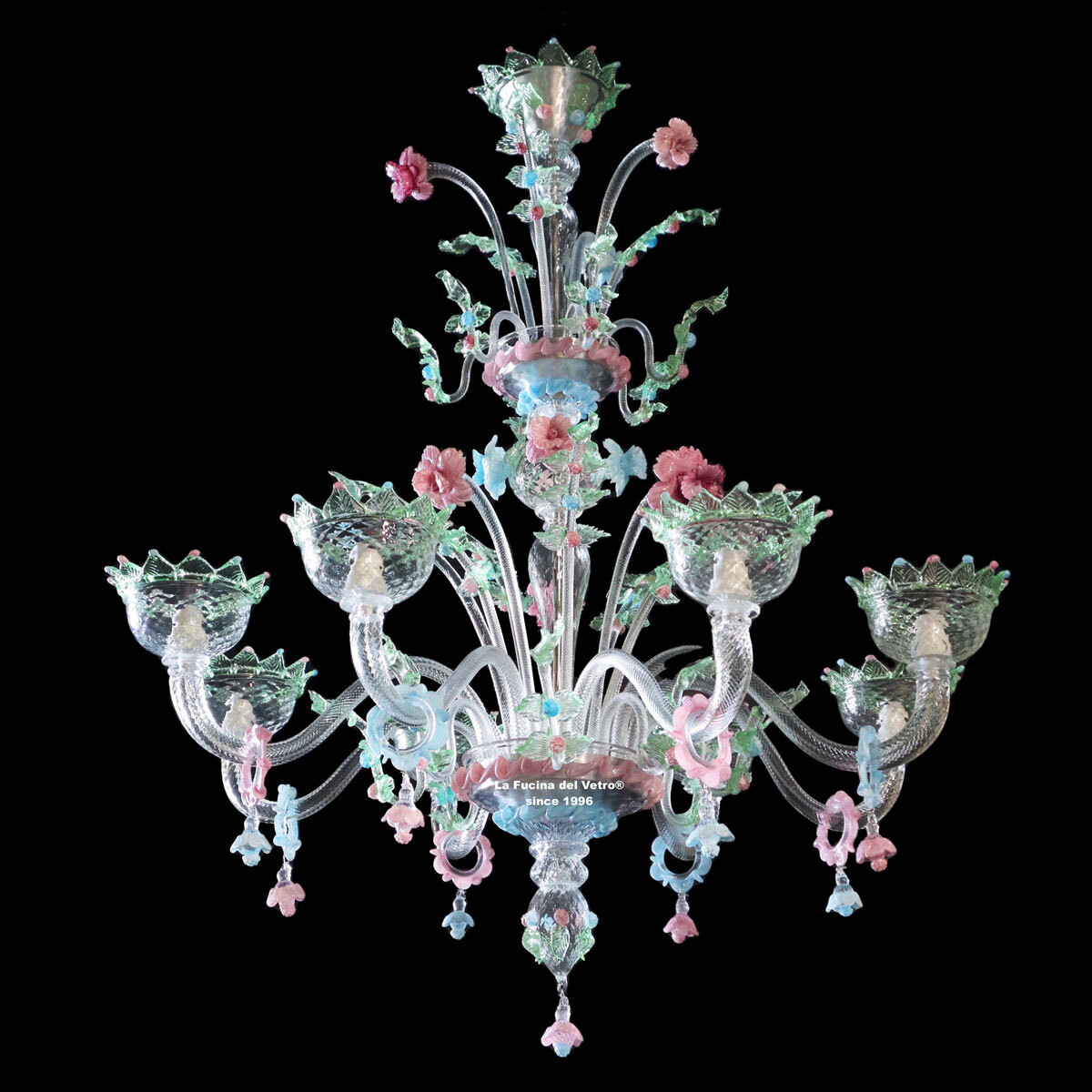 "FERRO CIMIERO" Lampadario in vetro di Murano