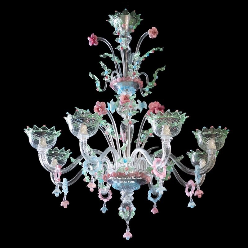 "FERRO CIMIERO" Lampadario in vetro di Murano