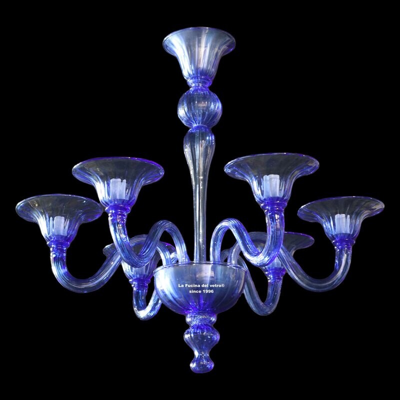 "NOTTE" Lampadario moderno blu in vetro di Murano
