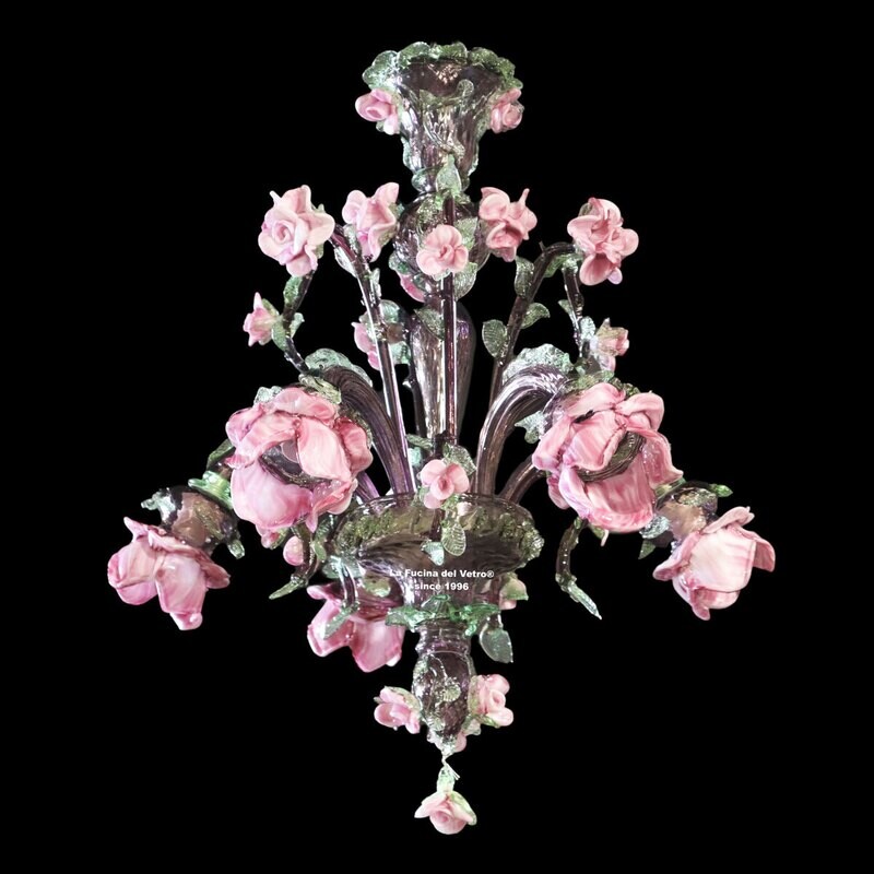 "ROSETO" Lampadario in vetro di Murano