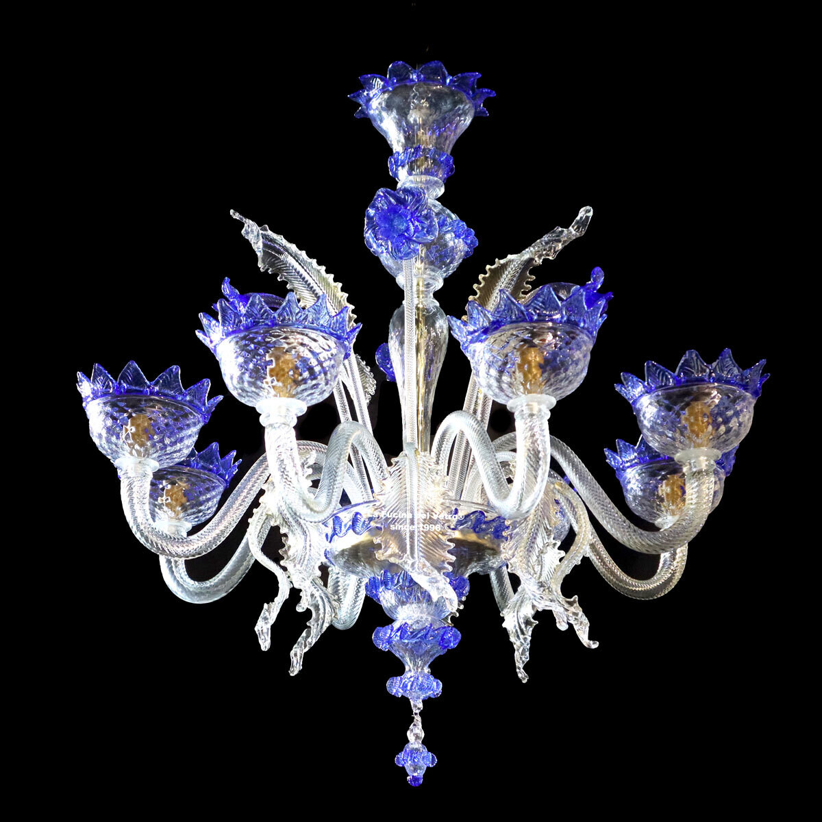 "CLASSICO BLUINO" Lampadario in vetro di Murano