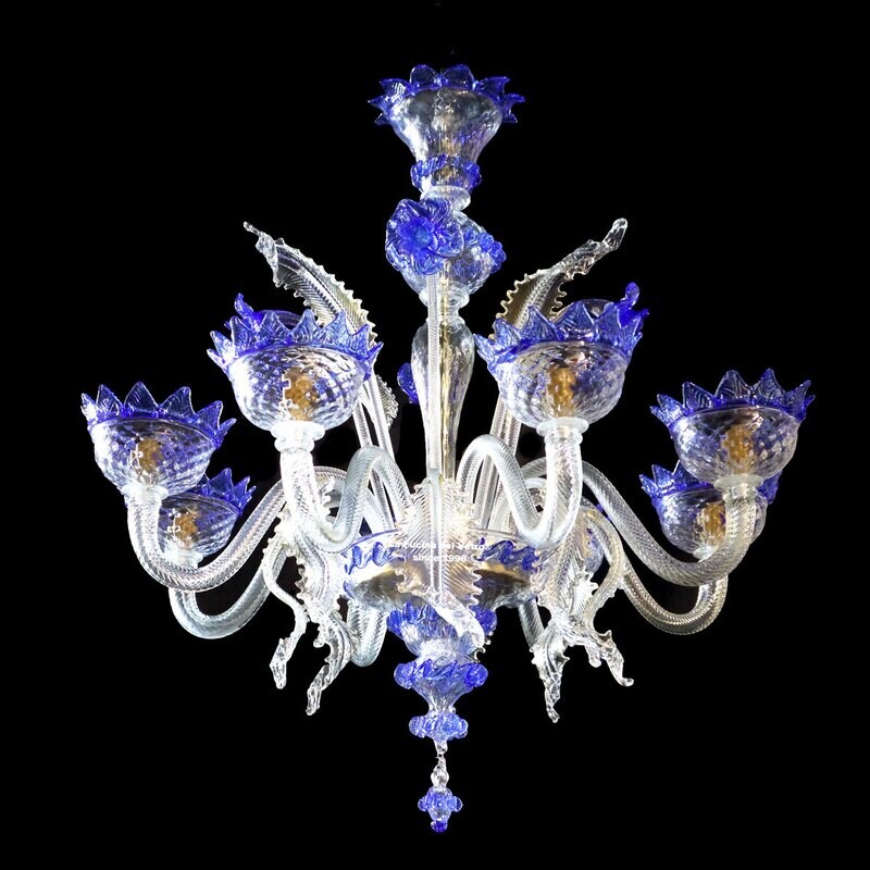 "CLASSICO BLUINO" Lampadario in vetro di Murano
