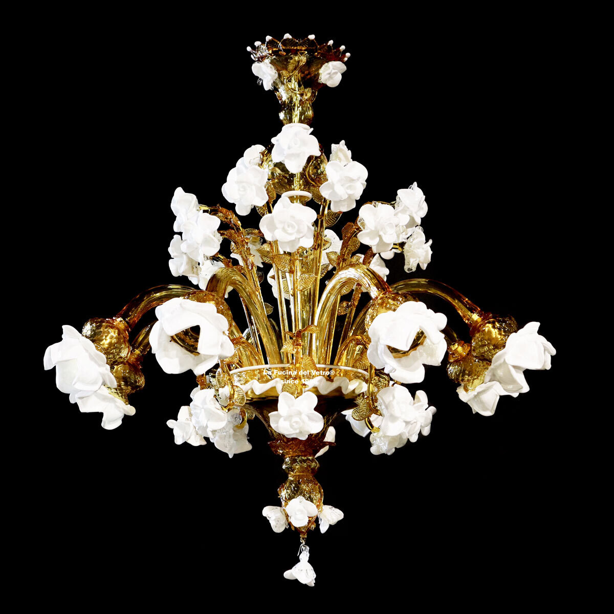 "ROSETO AMBRATO" Lampadario in vetro di Murano