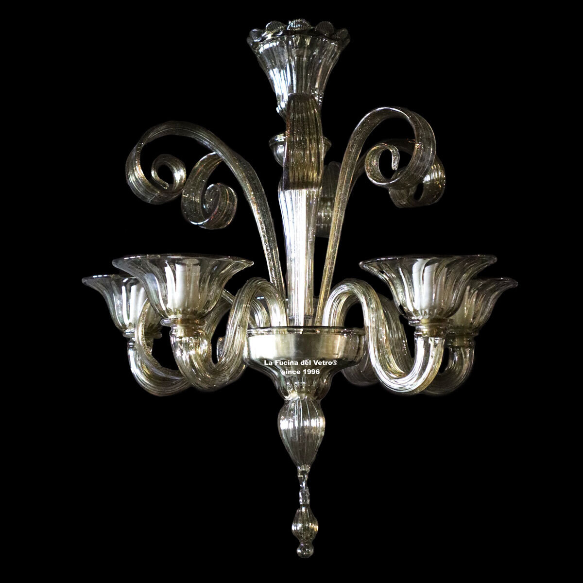 "PASTORALE FUME" Lampadario in vetro di Murano