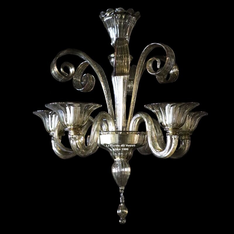 "PASTORALE FUME" Lampadario in vetro di Murano