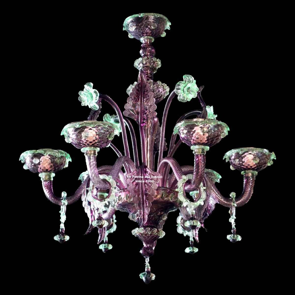 "STRI AMETISTA" Lampadario in vetro di Murano