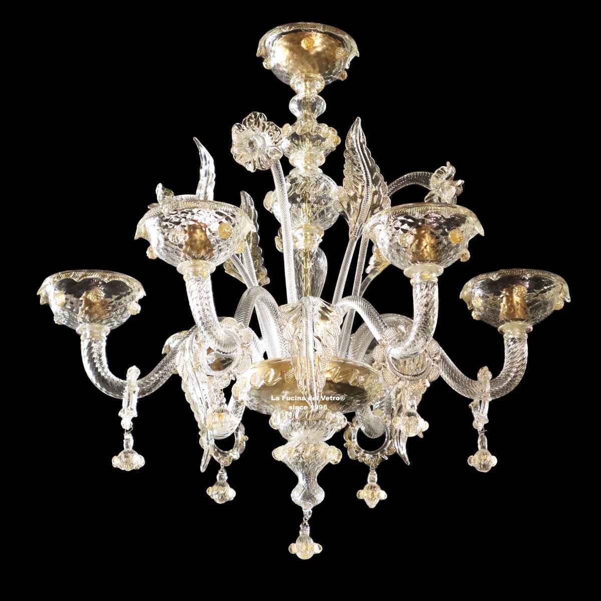"STRI ORO" Lampadario in vetro di Murano