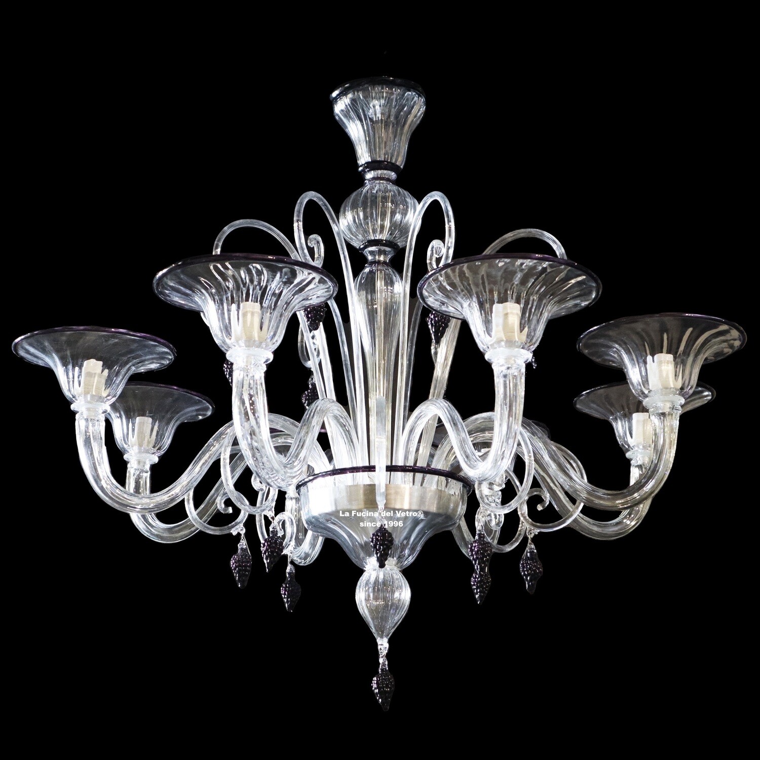 "BACCO" Lampadario pastorale in vetro di Murano