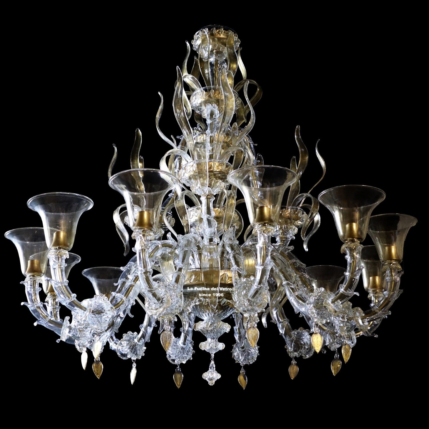"REZZONICO LANCE" Lampadario stile Rezzonico in vetro di Murano