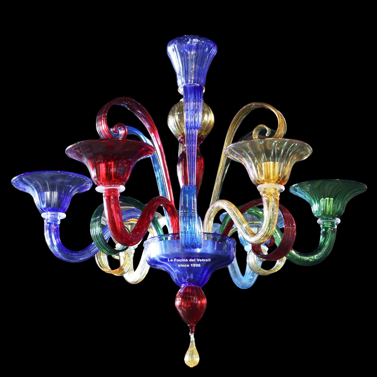 "ARLECCHINO" Lampadario pastorale in vetro di Murano multicolor