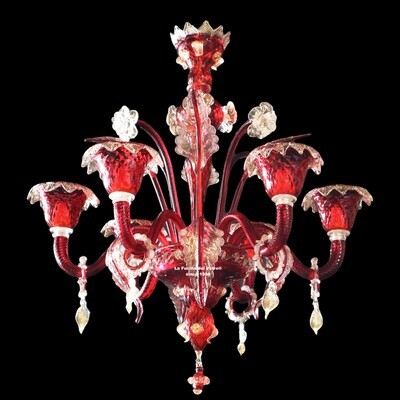 "RITORTO INFERNO" Lampadario in vetro di murano