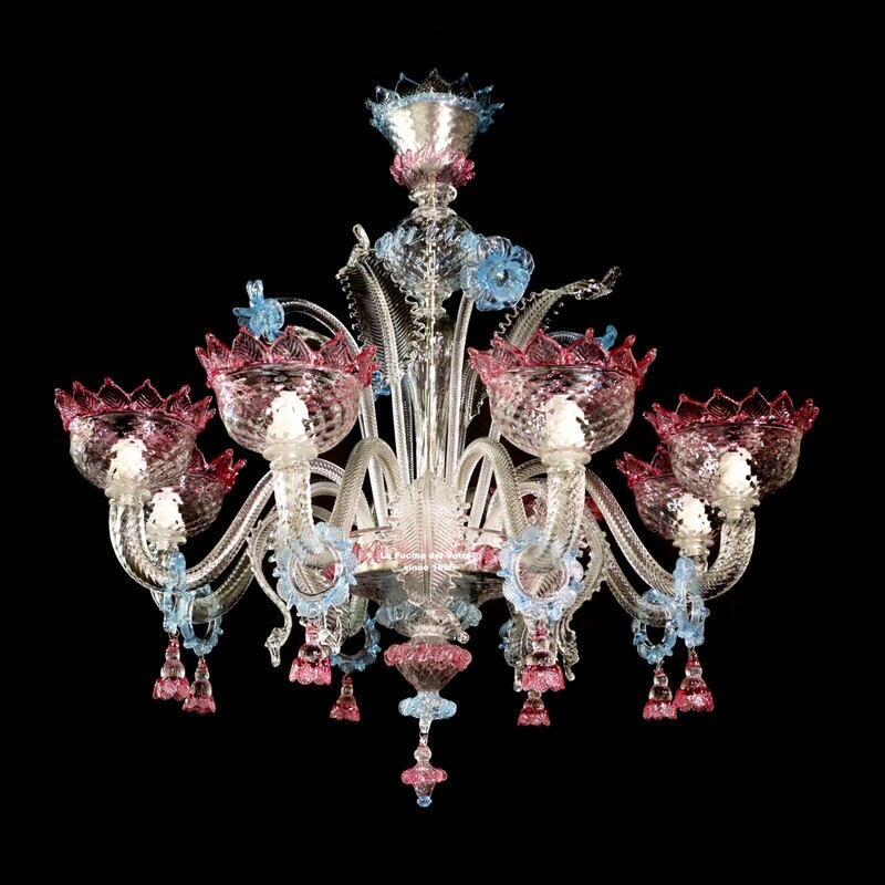Venetian Glass Chandelier "CLASSIC BICOLOUR PENDANTS"