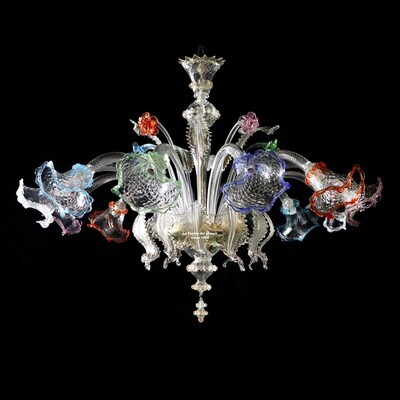 "RIFLETTORI MULTICOLOR" Lampadario in vetro di murano