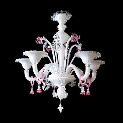 "RITORTO BIANCO" Lampadario in vetro di murano