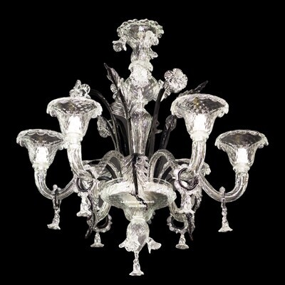"RITORTO VENATO" Lampadario in vetro di murano