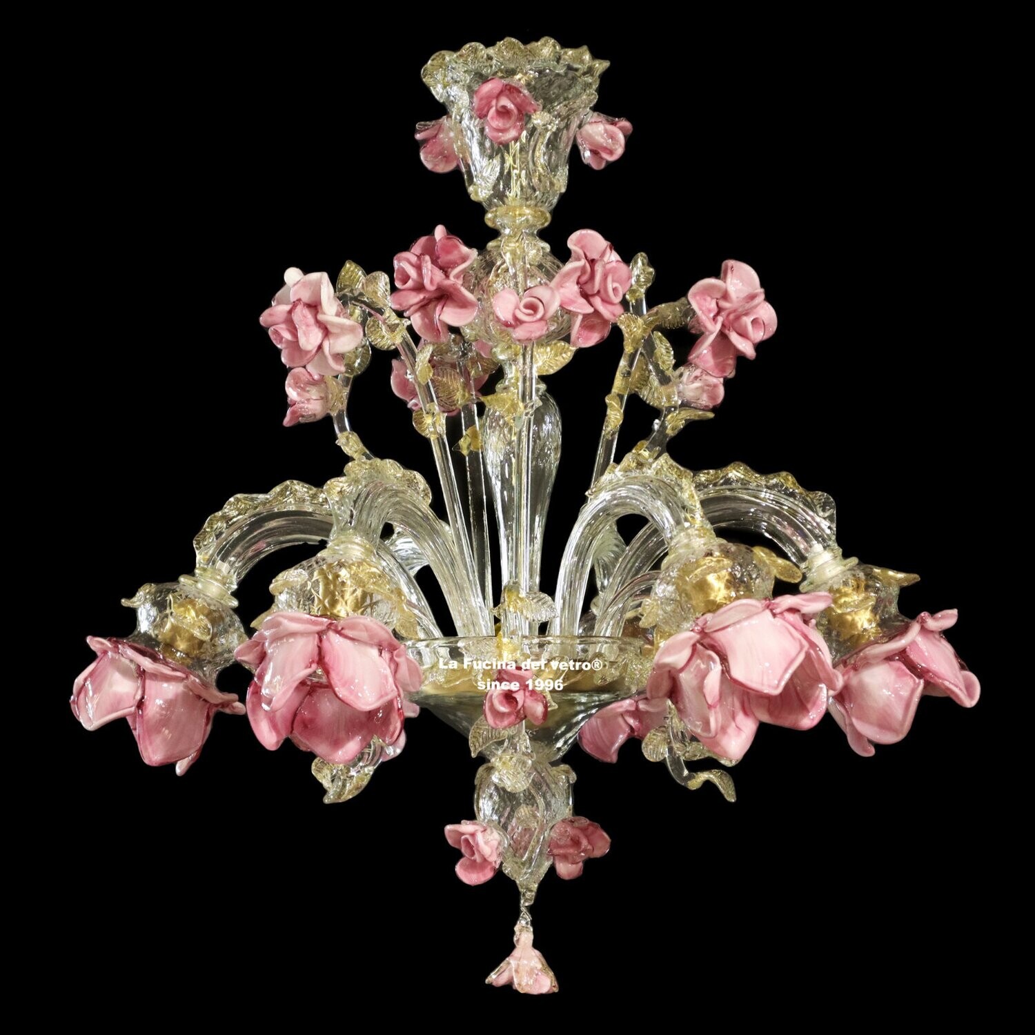 "ROSETO REALE" Lampadario floreale in vetro di Murano