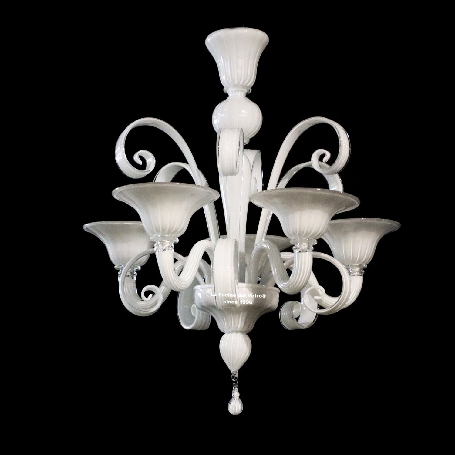 "PASTORALE BIANCO" Lampadario pastorale in vetro di Murano lattimo