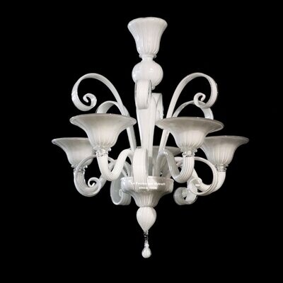 "PASTORALE BIANCO" Lampadario pastorale in vetro di Murano lattimo